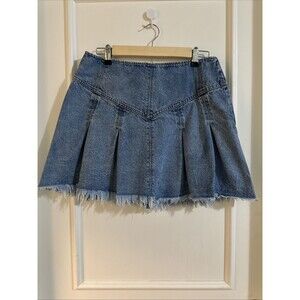 Free People 10 Marigold Denim Mini Skirt Side Zip We The Free Cut Off